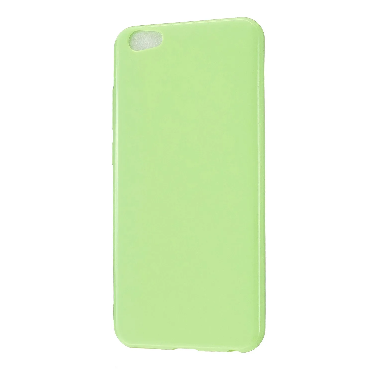 For VIVO Y67/Y71 Cellphone Cover Glossy TPU Phone Case Anti-Dust Stain-proof Easy Install Screen Protector Fluorescent green