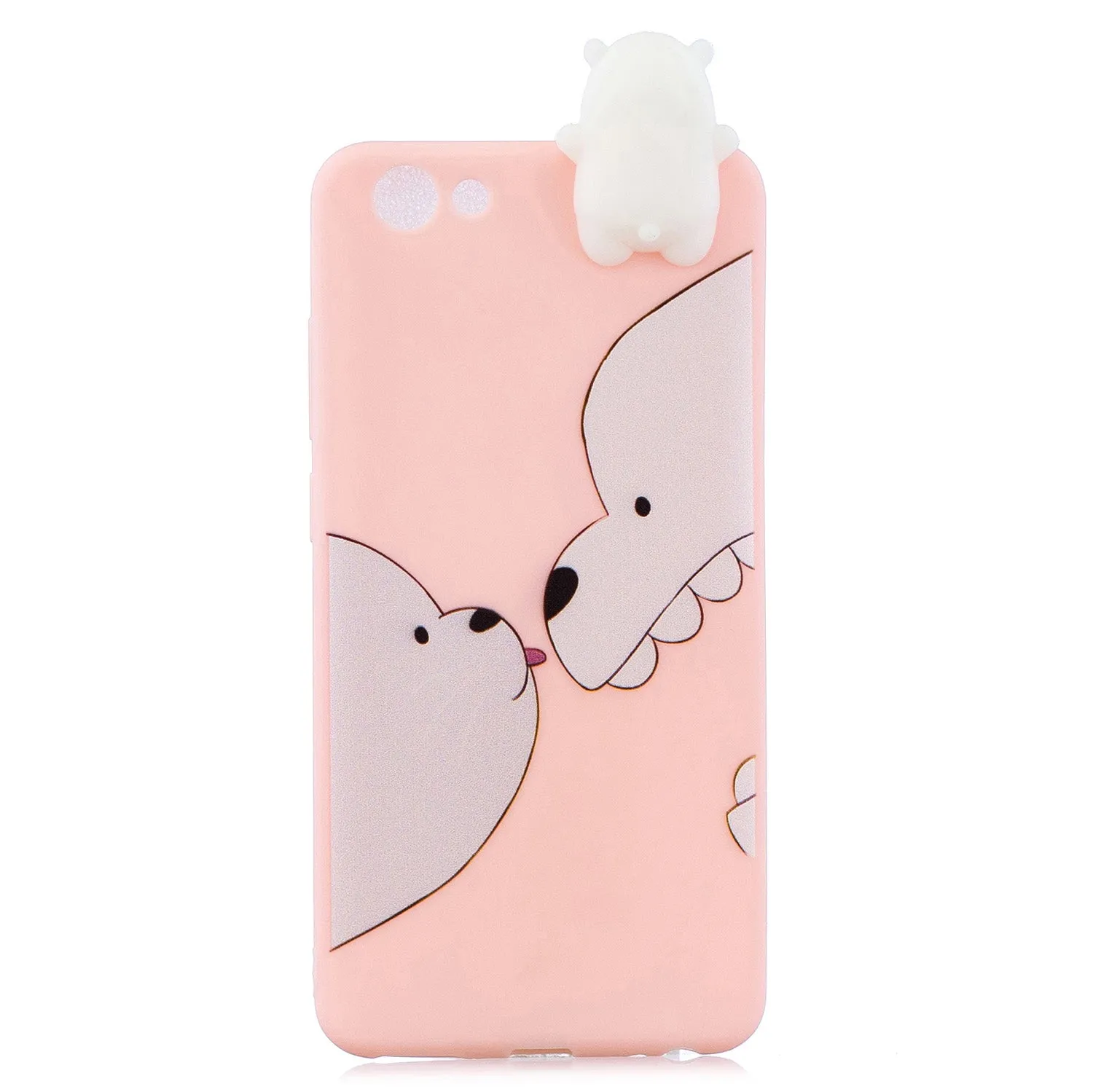 For VIVO Y71 3D Cute Coloured Painted Animal TPU Anti-scratch Non-slip Protective Cover Back Case Big white bear