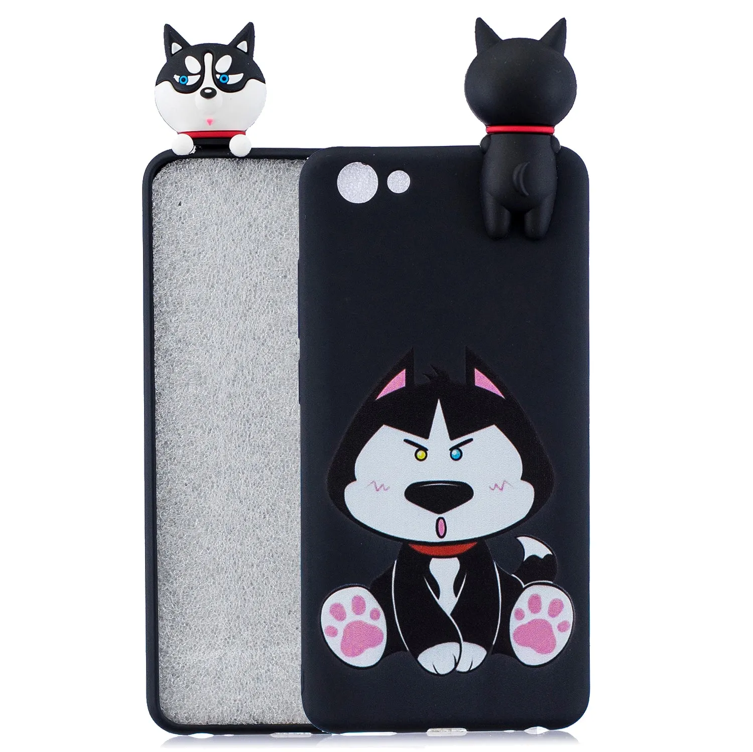 For VIVO Y71 3D Cute Coloured Painted Animal TPU Anti-scratch Non-slip Protective Cover Back Case cute husky