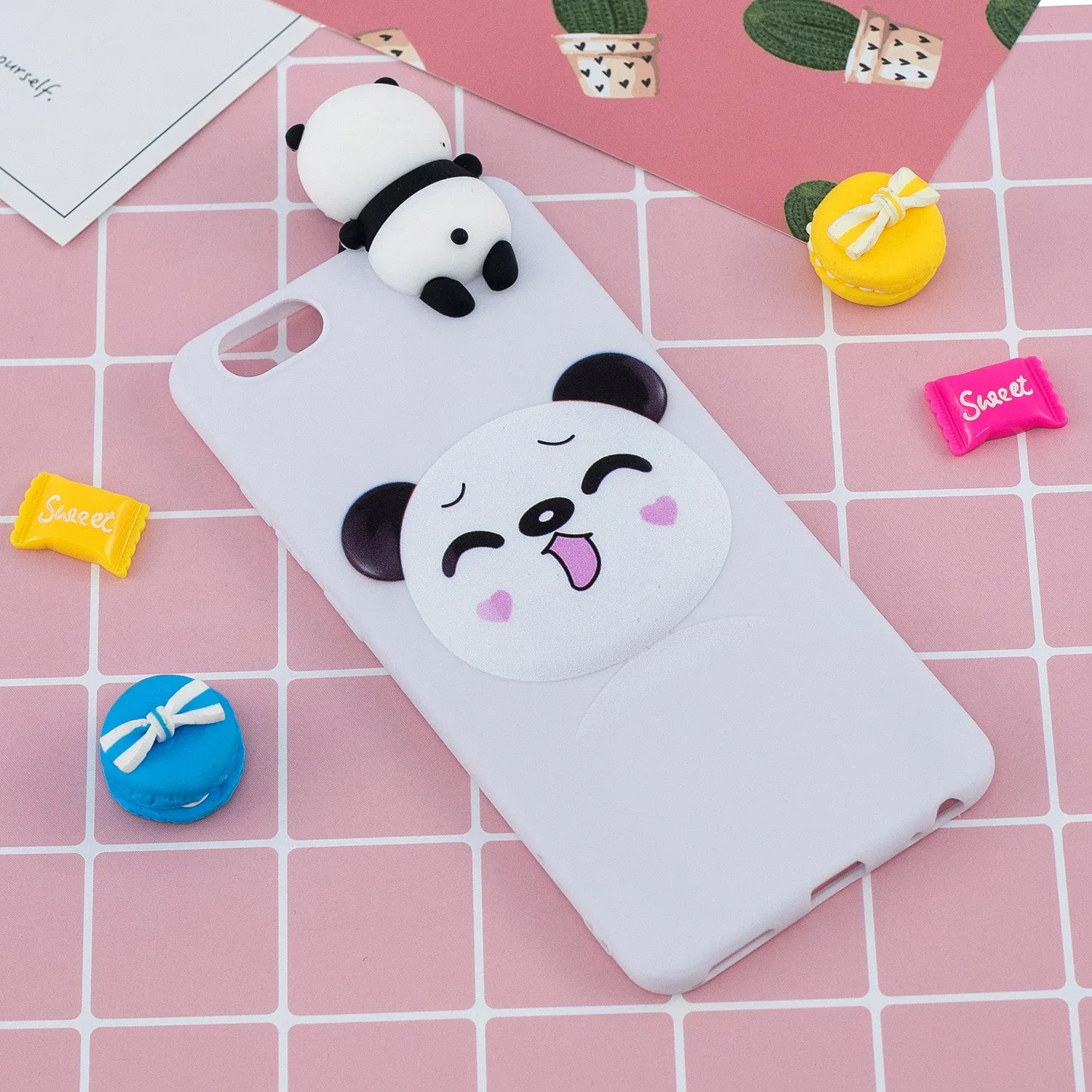 For VIVO Y71 3D Cute Coloured Painted Animal TPU Anti-scratch Non-slip Protective Cover Back Case Smiley panda