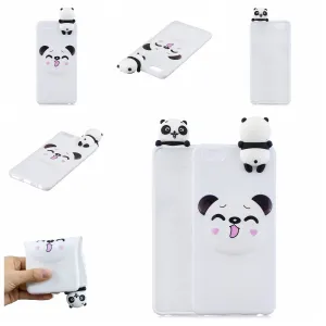 For VIVO Y71 3D Cute Coloured Painted Animal TPU Anti-scratch Non-slip Protective Cover Back Case Smiley panda