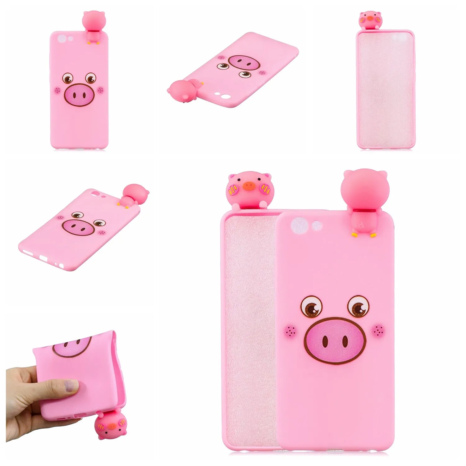 For VIVO Y71 3D Cute Coloured Painted Animal TPU Anti-scratch Non-slip Protective Cover Back Case Smiley panda