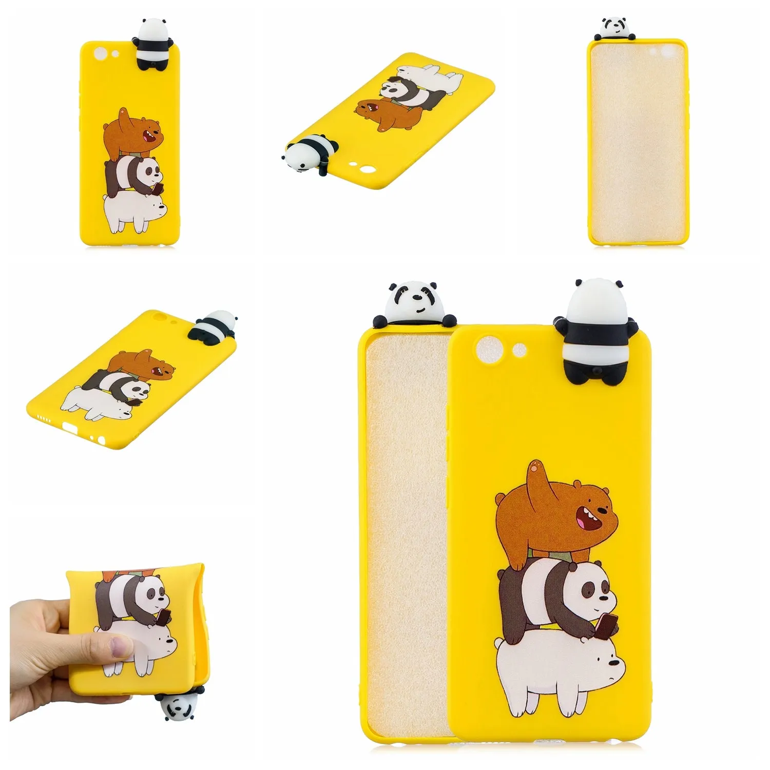 For VIVO Y71 3D Cute Coloured Painted Animal TPU Anti-scratch Non-slip Protective Cover Back Case Striped bear