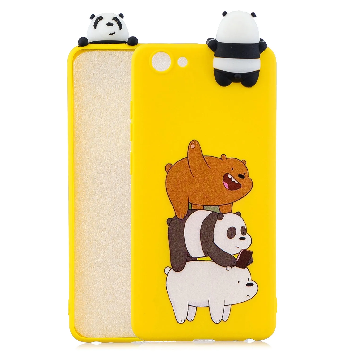 For VIVO Y71 3D Cute Coloured Painted Animal TPU Anti-scratch Non-slip Protective Cover Back Case Striped bear