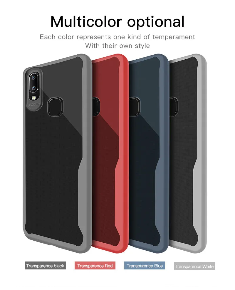 For VIVO Y95 /Y91 with fingerprint hole Ultra Slim Translucent Non-slip Shockproof TPU Back Cover  Transparent gray