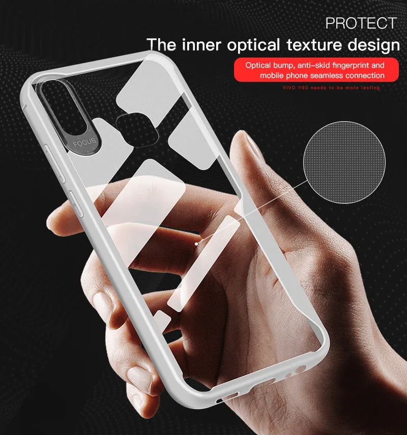 For VIVO Y95 /Y91 with fingerprint hole Ultra Slim Translucent Non-slip Shockproof TPU Back Cover  Transparent gray