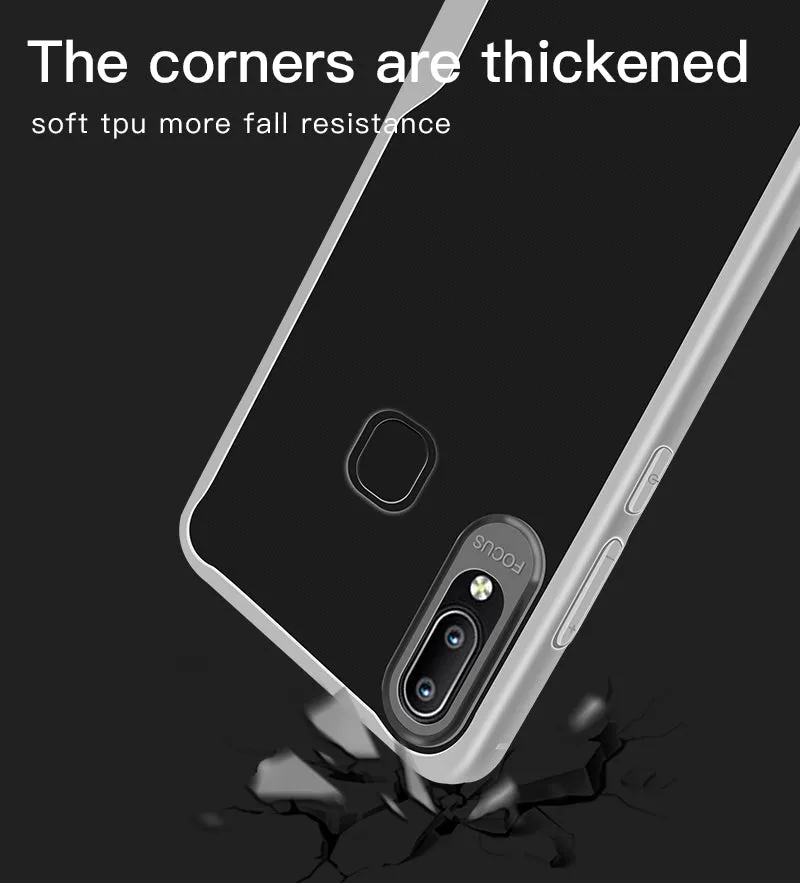 For VIVO Y95 /Y91 with fingerprint hole Ultra Slim Translucent Non-slip Shockproof TPU Back Cover  Transparent gray