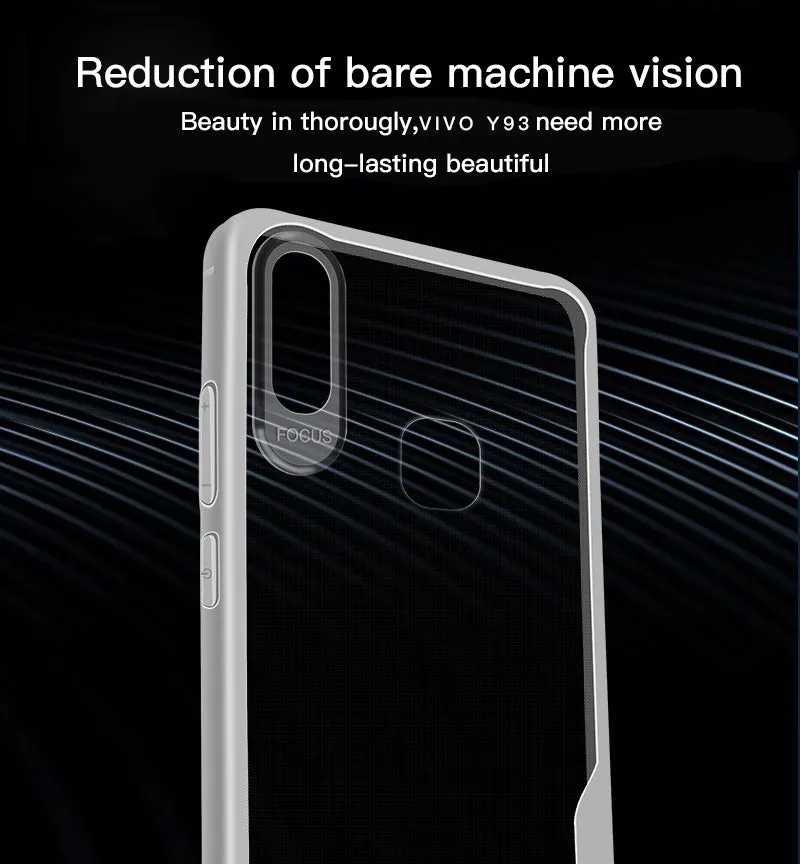 For VIVO Y95 /Y91 with fingerprint hole Ultra Slim Translucent Non-slip Shockproof TPU Back Cover  Transparent gray