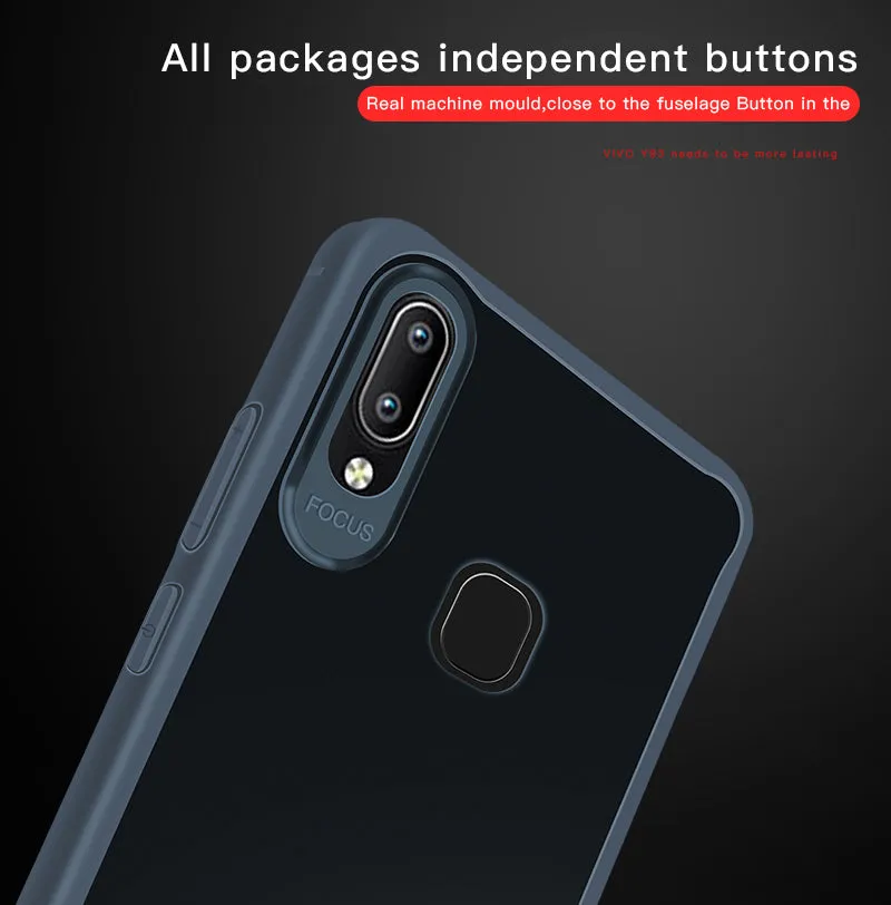 For VIVO Y95 /Y91 with fingerprint hole Ultra Slim Translucent Non-slip Shockproof TPU Back Cover  Transparent gray