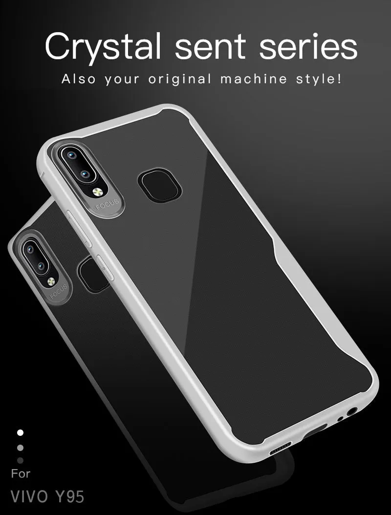 For VIVO Y95 /Y91 with fingerprint hole Ultra Slim Translucent Non-slip Shockproof TPU Back Cover  Transparent gray