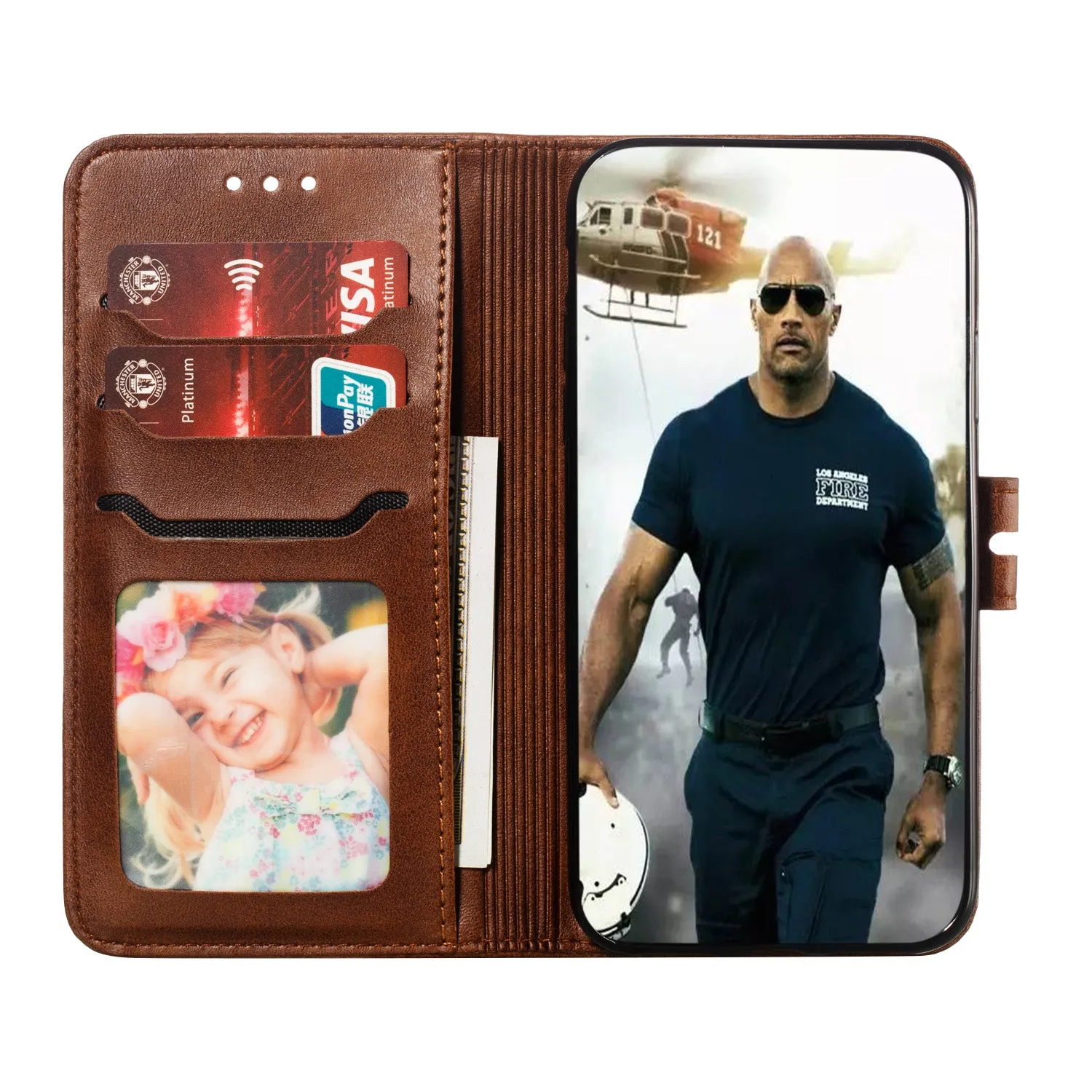 For XiaoMI 10 Pro Mobile Phone Cover PU Leather Front Buckle Smart Shell Anti-fall Phone Case 6 brown
