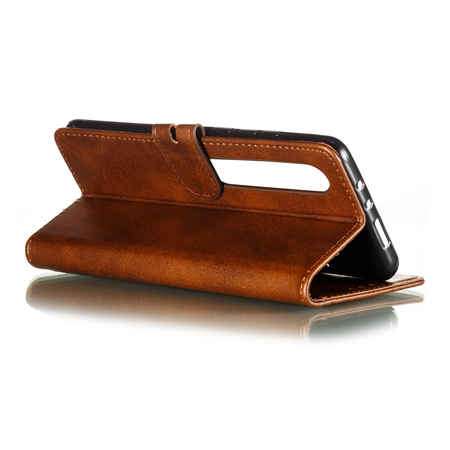 For XiaoMI 10 Pro Mobile Phone Cover PU Leather Front Buckle Smart Shell Anti-fall Phone Case 6 brown