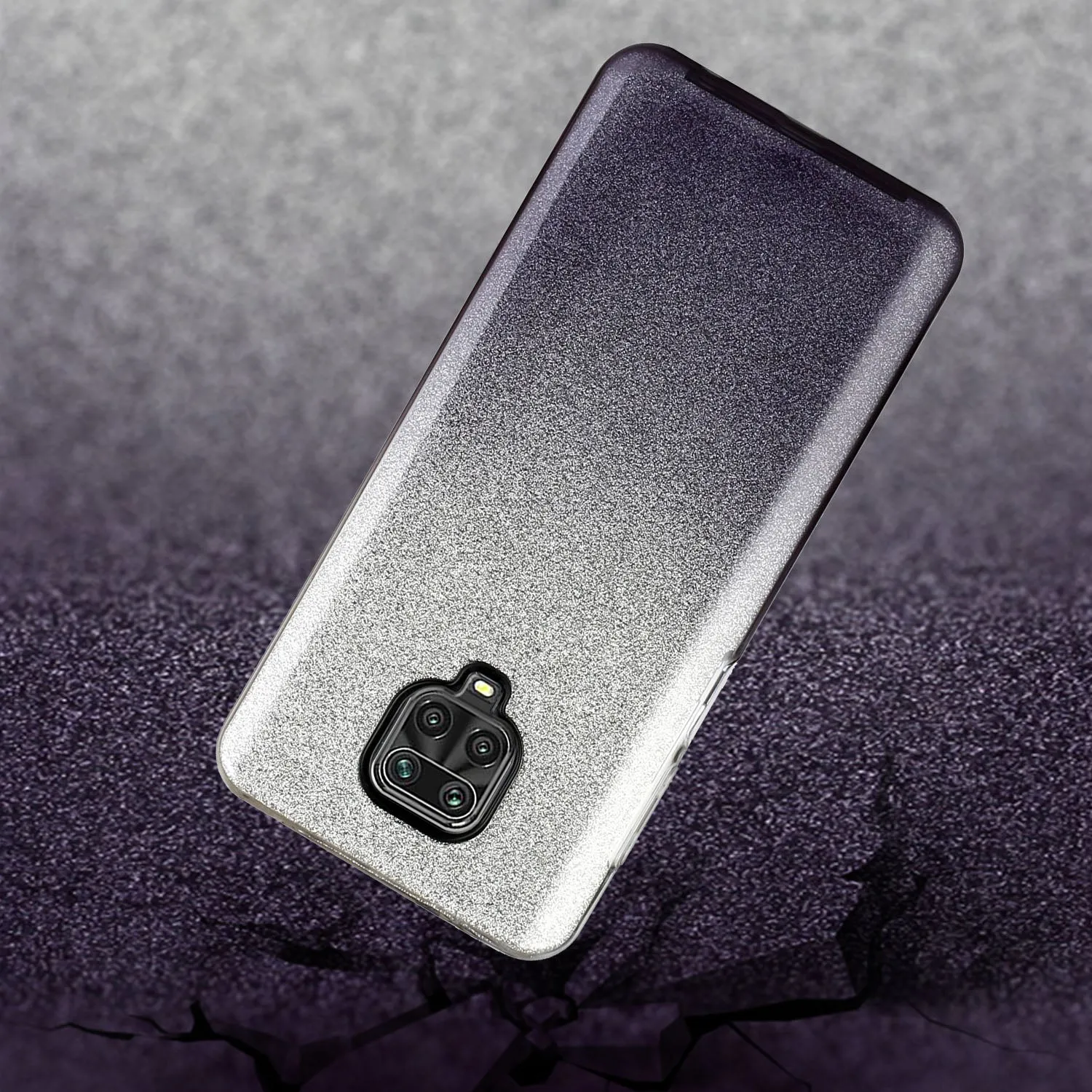 For XIAOMI CC9E/A3/10/10 PRO/K20/K20 pro Phone Case Gradient Color Glitter Powder Phone Cover with Airbag Bracket black