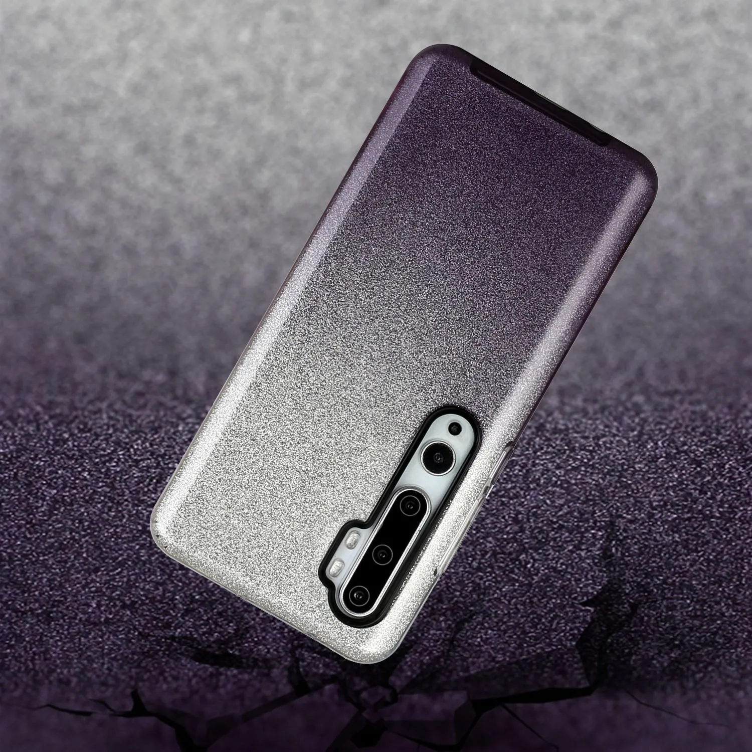 For XIAOMI CC9E/A3/10/10 PRO/K20/K20 pro Phone Case Gradient Color Glitter Powder Phone Cover with Airbag Bracket black