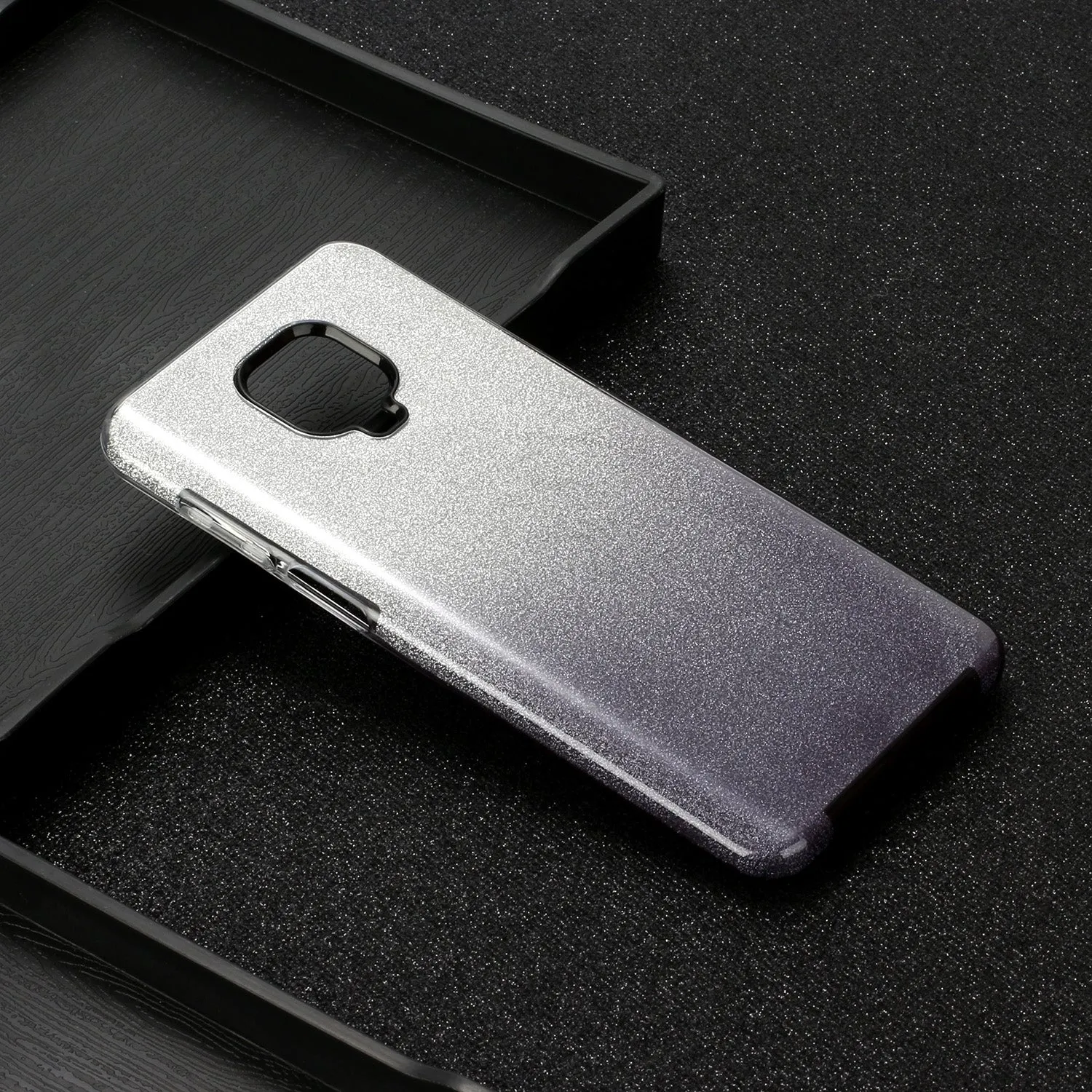For XIAOMI CC9E/A3/10/10 PRO/K20/K20 pro Phone Case Gradient Color Glitter Powder Phone Cover with Airbag Bracket black