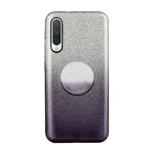 For XIAOMI CC9E/A3/10/10 PRO/K20/K20 pro Phone Case Gradient Color Glitter Powder Phone Cover with Airbag Bracket black