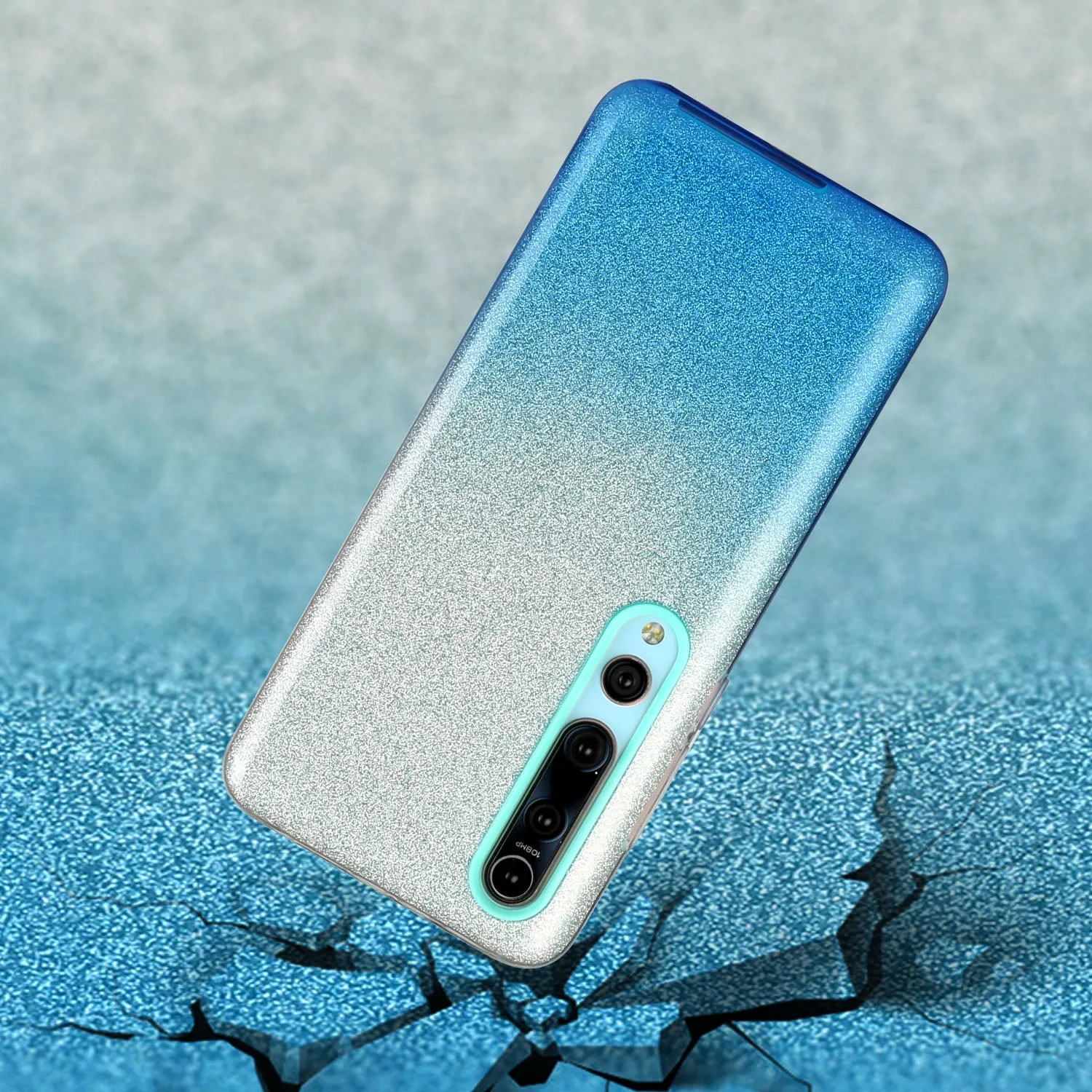 For XIAOMI CC9E/A3/10/10 PRO/K20/K20 pro Phone Case Gradient Color Glitter Powder Phone Cover with Airbag Bracket blue