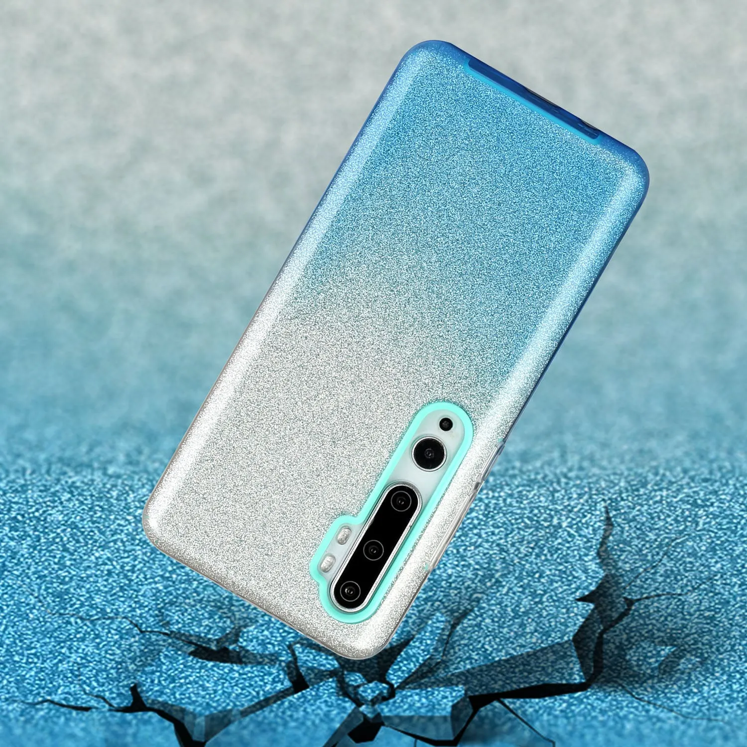 For XIAOMI CC9E/A3/10/10 PRO/K20/K20 pro Phone Case Gradient Color Glitter Powder Phone Cover with Airbag Bracket blue