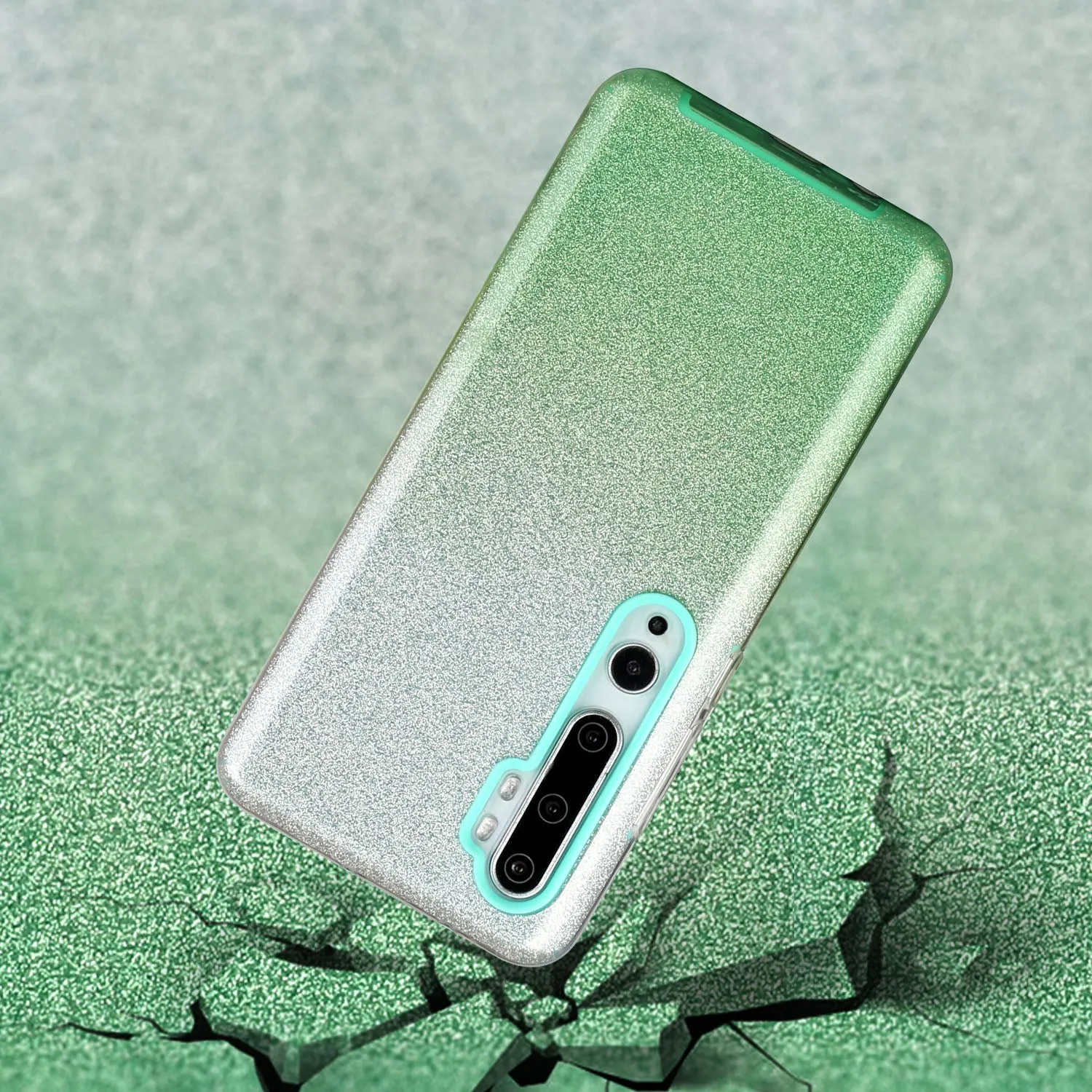 For XIAOMI CC9E/A3/10/10 PRO/K20/K20 pro Phone Case Gradient Color Glitter Powder Phone Cover with Airbag Bracket green