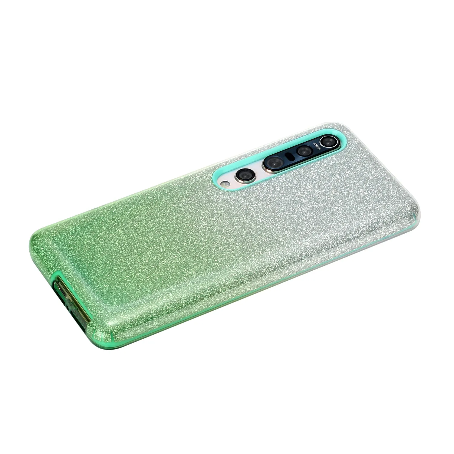 For XIAOMI CC9E/A3/10/10 PRO/K20/K20 pro Phone Case Gradient Color Glitter Powder Phone Cover with Airbag Bracket green