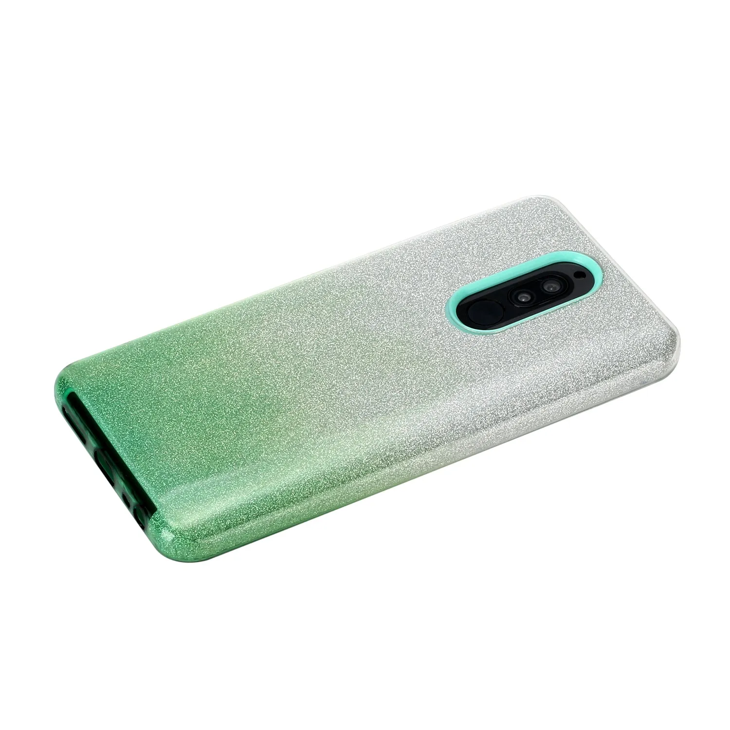 For XIAOMI CC9E/A3/10/10 PRO/K20/K20 pro Phone Case Gradient Color Glitter Powder Phone Cover with Airbag Bracket green