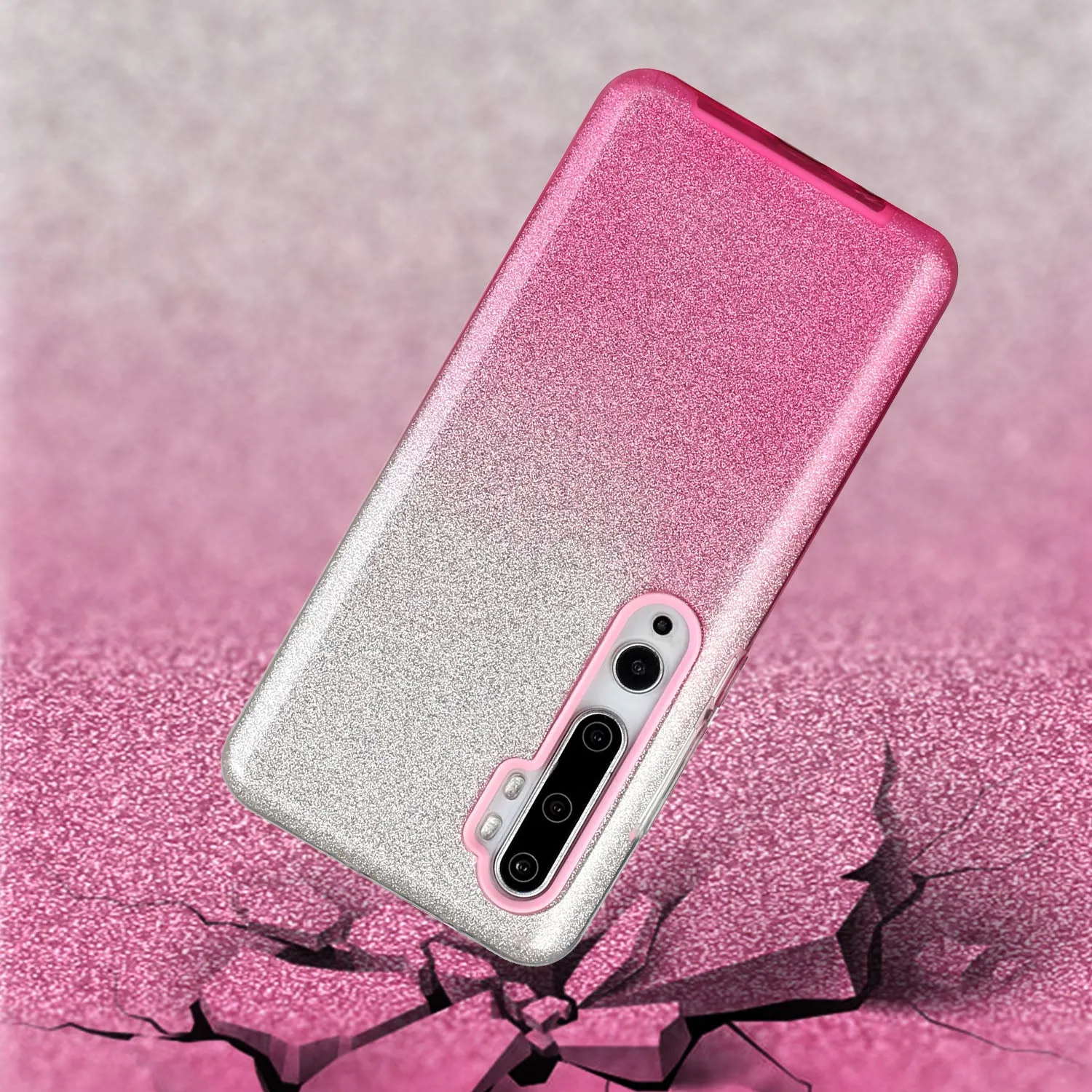 For XIAOMI CC9E/A3/10/10 PRO/K20/K20 pro Phone Case Gradient Color Glitter Powder Phone Cover with Airbag Bracket Pink