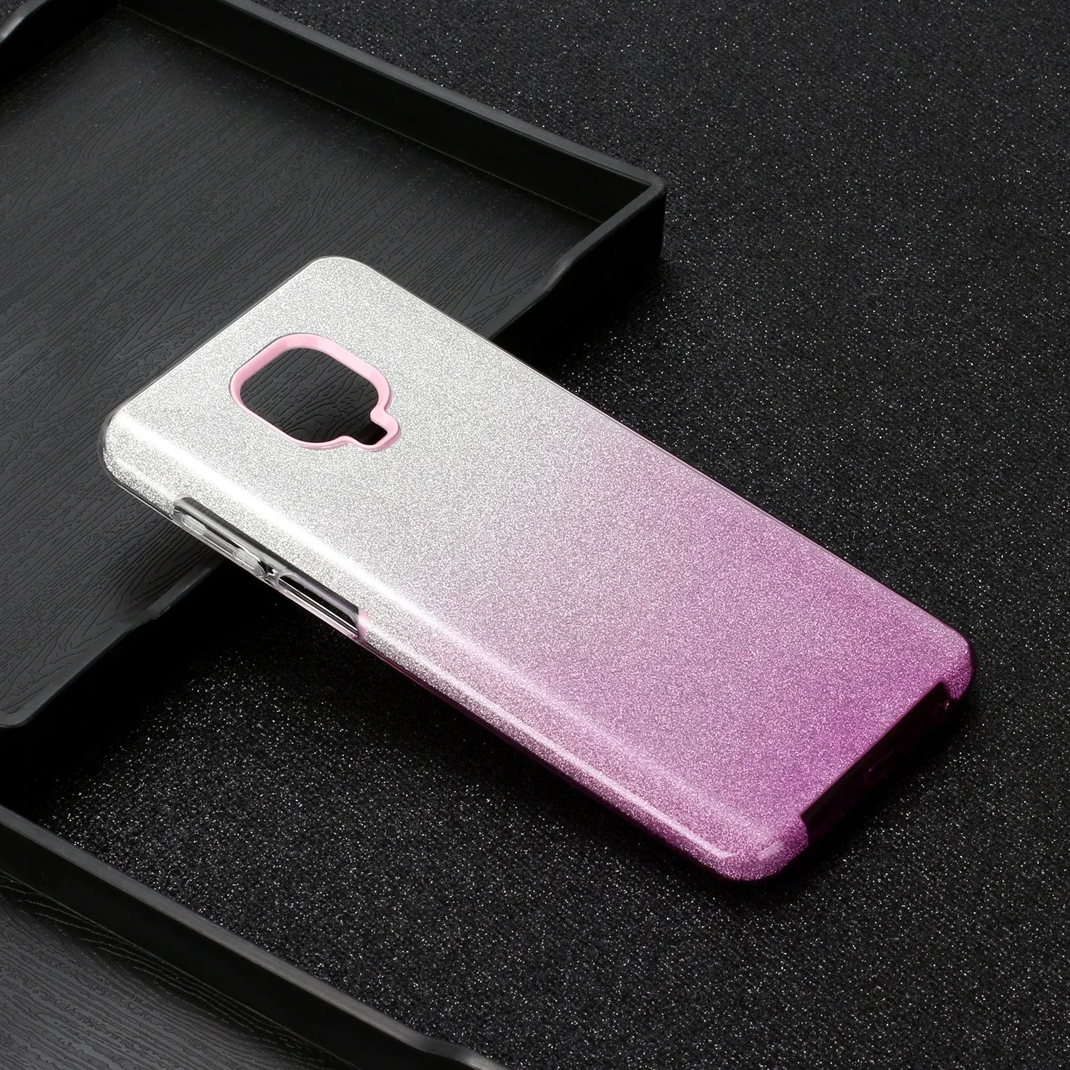 For XIAOMI CC9E/A3/10/10 PRO/K20/K20 pro Phone Case Gradient Color Glitter Powder Phone Cover with Airbag Bracket purple