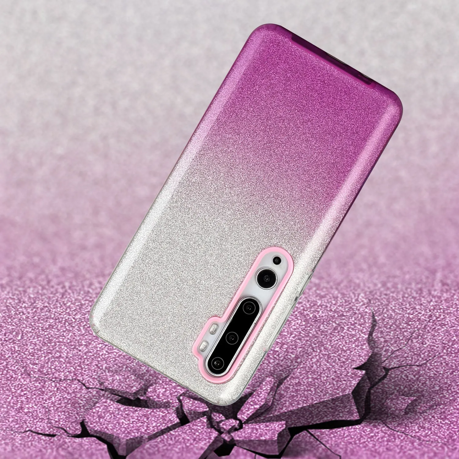 For XIAOMI CC9E/A3/10/10 PRO/K20/K20 pro Phone Case Gradient Color Glitter Powder Phone Cover with Airbag Bracket purple