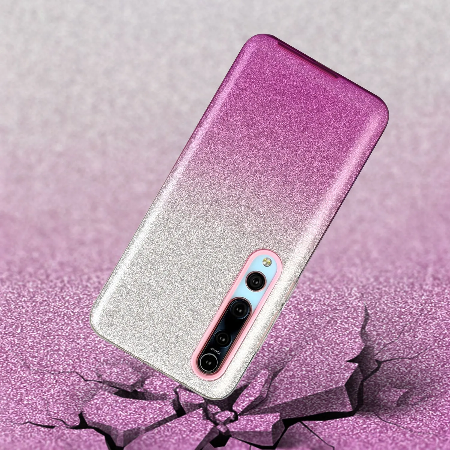 For XIAOMI CC9E/A3/10/10 PRO/K20/K20 pro Phone Case Gradient Color Glitter Powder Phone Cover with Airbag Bracket purple
