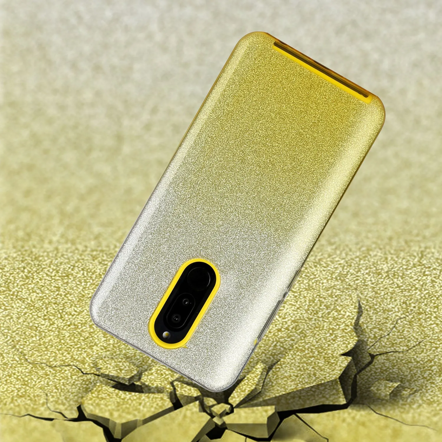 For XIAOMI CC9E/A3/10/10 PRO/K20/K20 pro Phone Case Gradient Color Glitter Powder Phone Cover with Airbag Bracket yellow