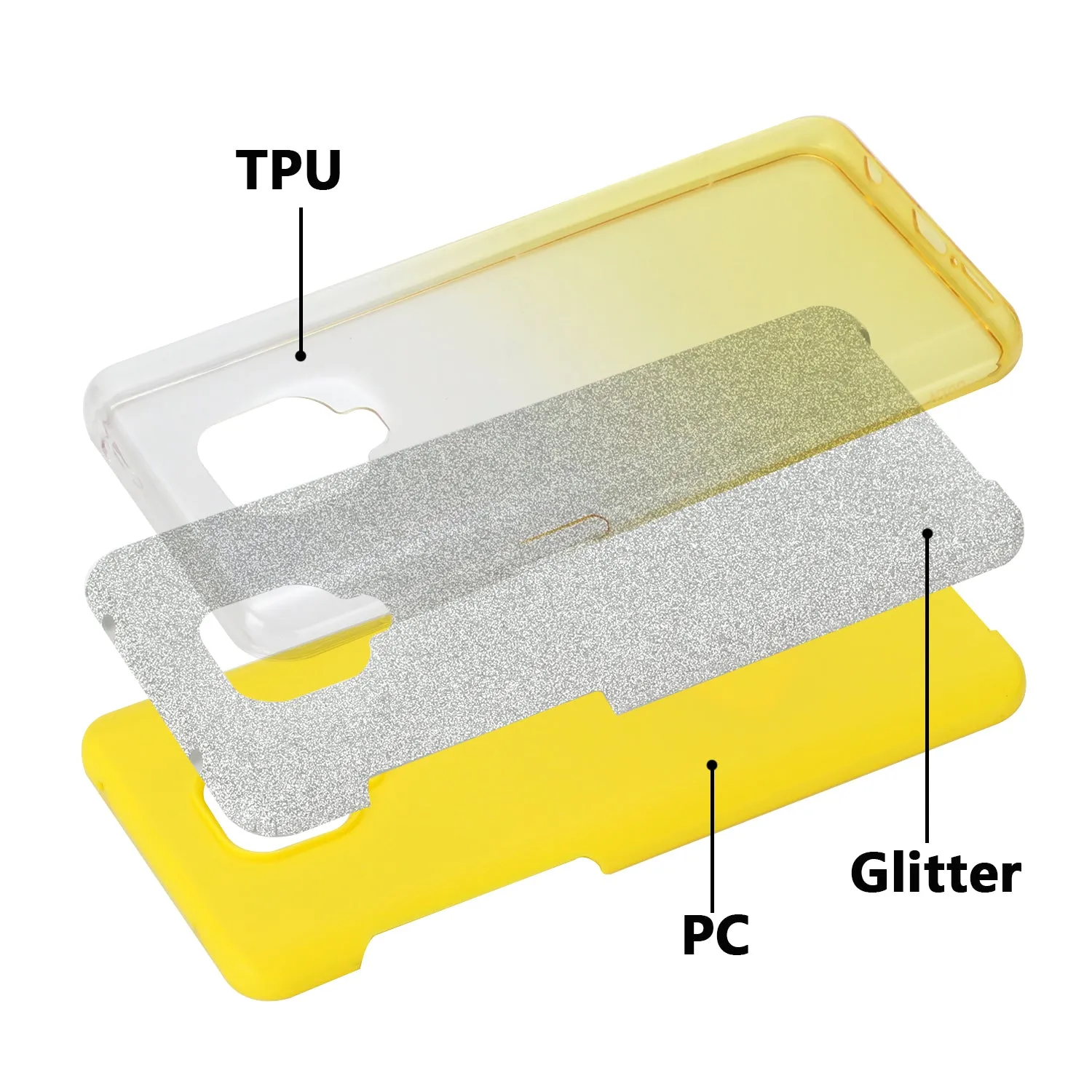 For XIAOMI CC9E/A3/10/10 PRO/K20/K20 pro Phone Case Gradient Color Glitter Powder Phone Cover with Airbag Bracket yellow