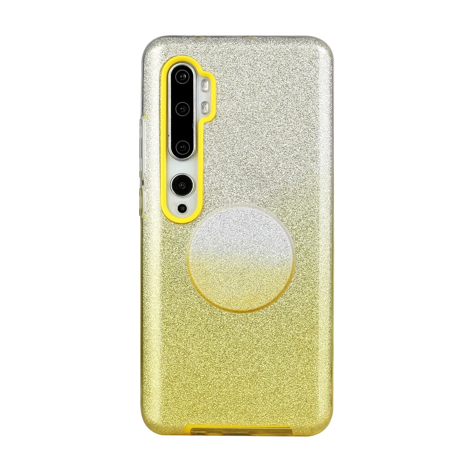 For XIAOMI CC9E/A3/10/10 PRO/K20/K20 pro Phone Case Gradient Color Glitter Powder Phone Cover with Airbag Bracket yellow