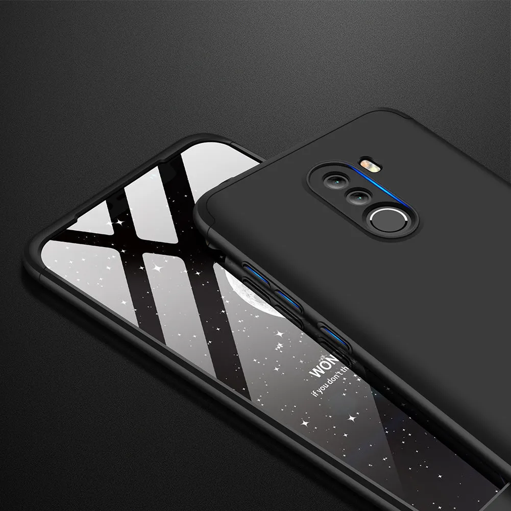 For XIAOMI Pocophone F1 Ultra Slim PC Back Cover Non-slip Shockproof 360 Degree Full Protective Case black