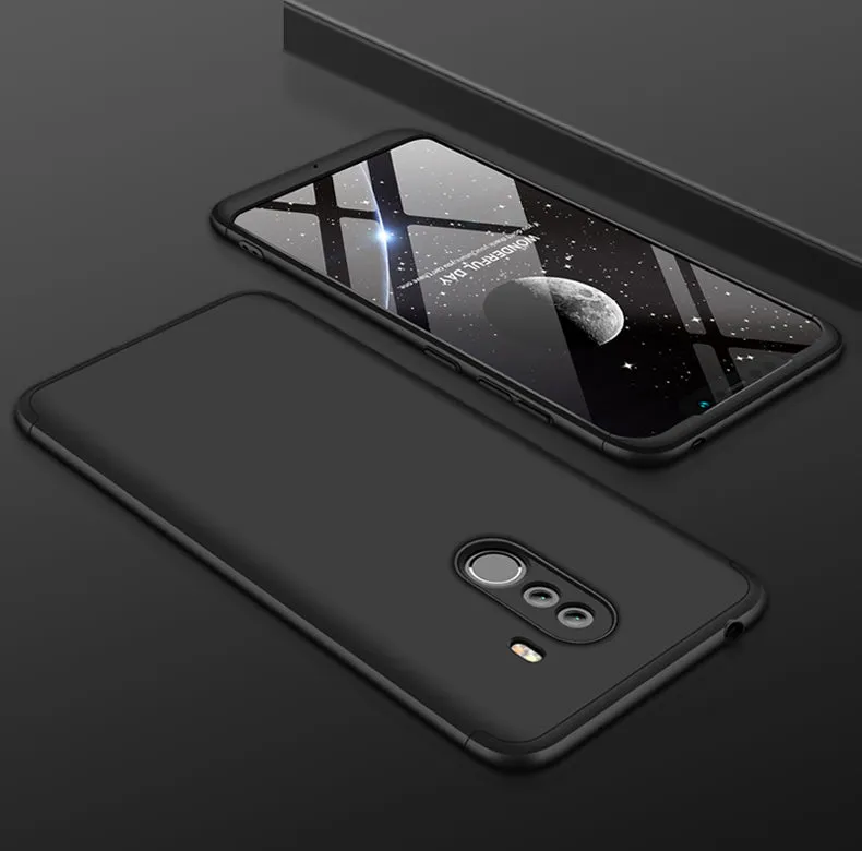 For XIAOMI Pocophone F1 Ultra Slim PC Back Cover Non-slip Shockproof 360 Degree Full Protective Case black