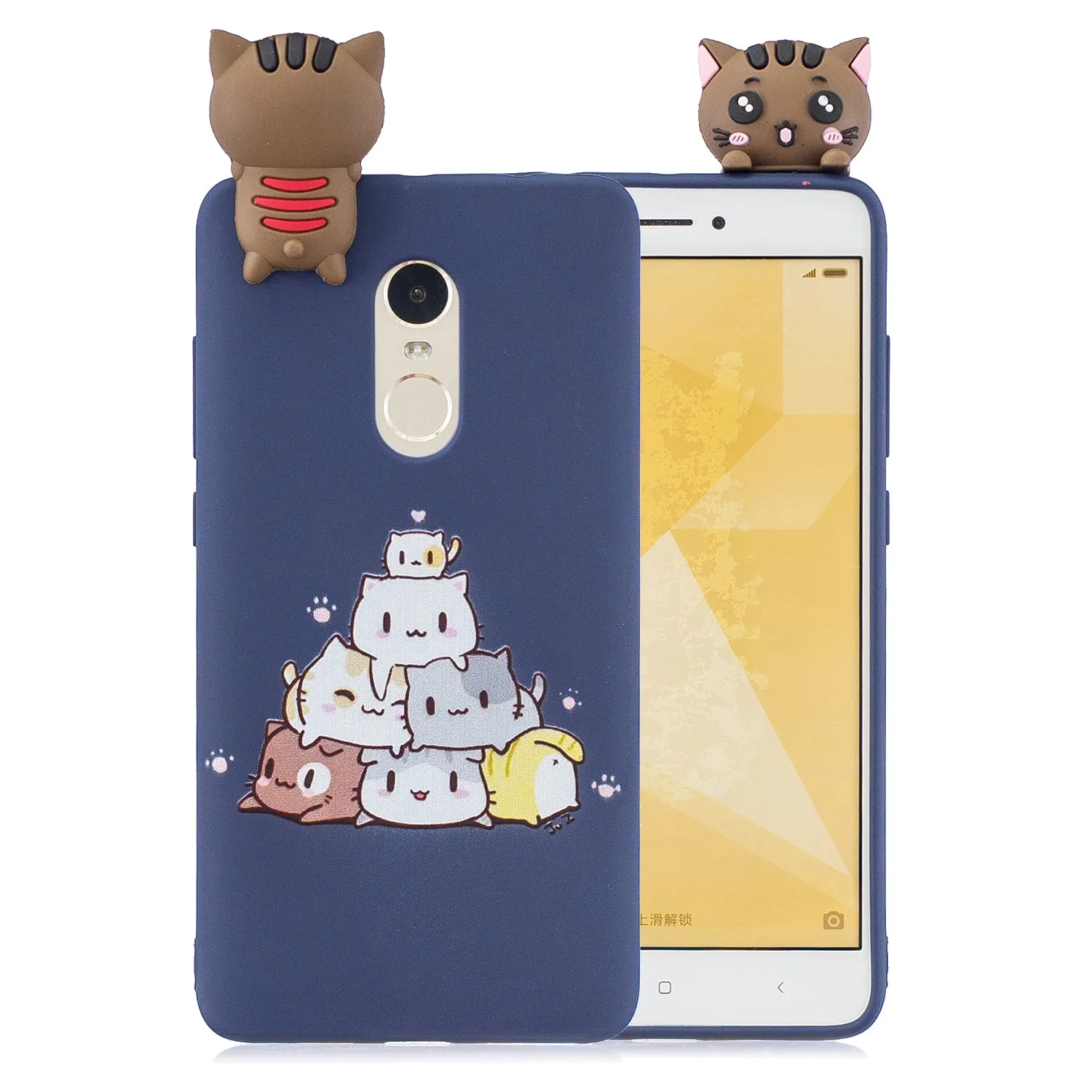 For XIAOMI Redmi NOTE 4X/NOTE 4 3D Cute Coloured Painted Animal TPU Anti-scratch Non-slip Protective Cover Back Case sapphire