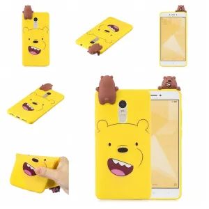 For XIAOMI Redmi NOTE 4X/NOTE 4 3D Cute Coloured Painted Animal TPU Anti-scratch Non-slip Protective Cover Back Case yellow