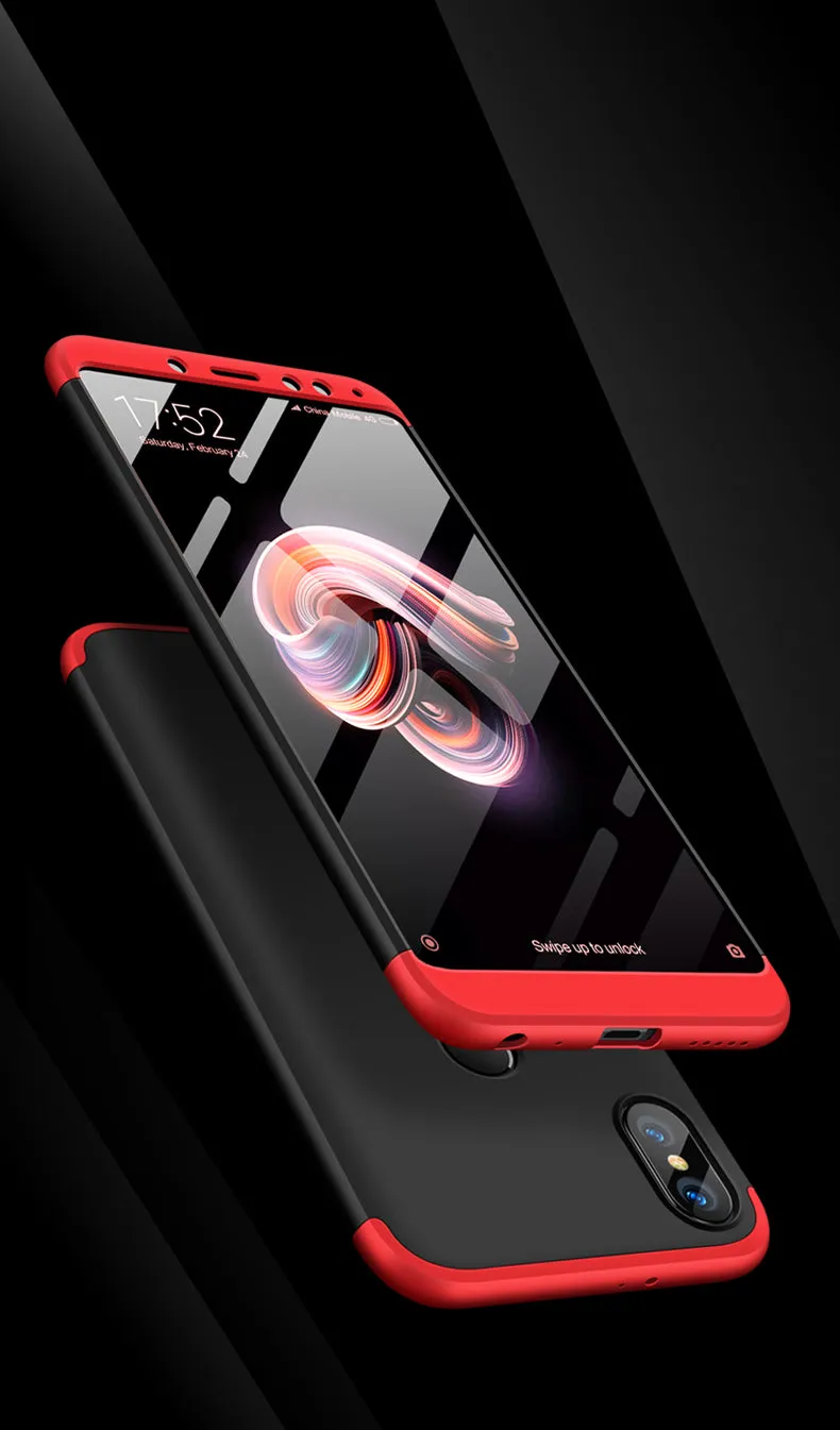 For XIAOMI Redmi Note 5(Globle)/Redmi Note 5 Pro (Inida) 3 in 1 Fashion Ultra Slim Full Protective Back Cover  Red black red