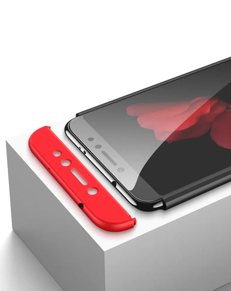 For XIAOMI Redmi S2/Y2 Ultra Slim Back Cover Non-slip Shockproof 360 Degree Full Protective Case Red black red