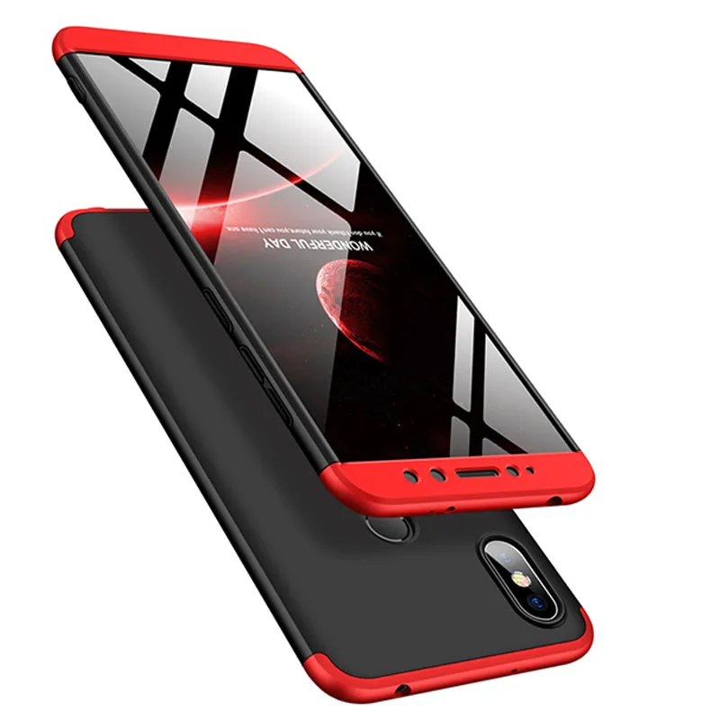 For XIAOMI Redmi S2/Y2 Ultra Slim Back Cover Non-slip Shockproof 360 Degree Full Protective Case Red black red