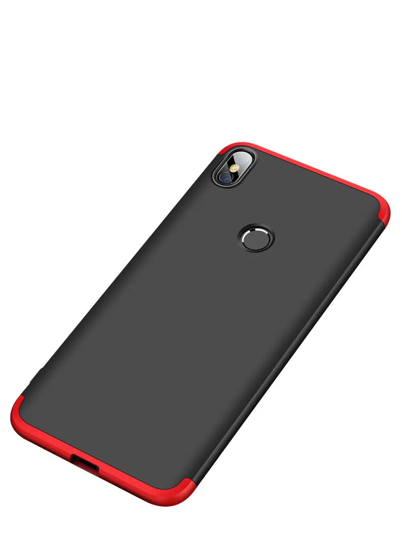 For XIAOMI Redmi S2/Y2 Ultra Slim Back Cover Non-slip Shockproof 360 Degree Full Protective Case Red black red