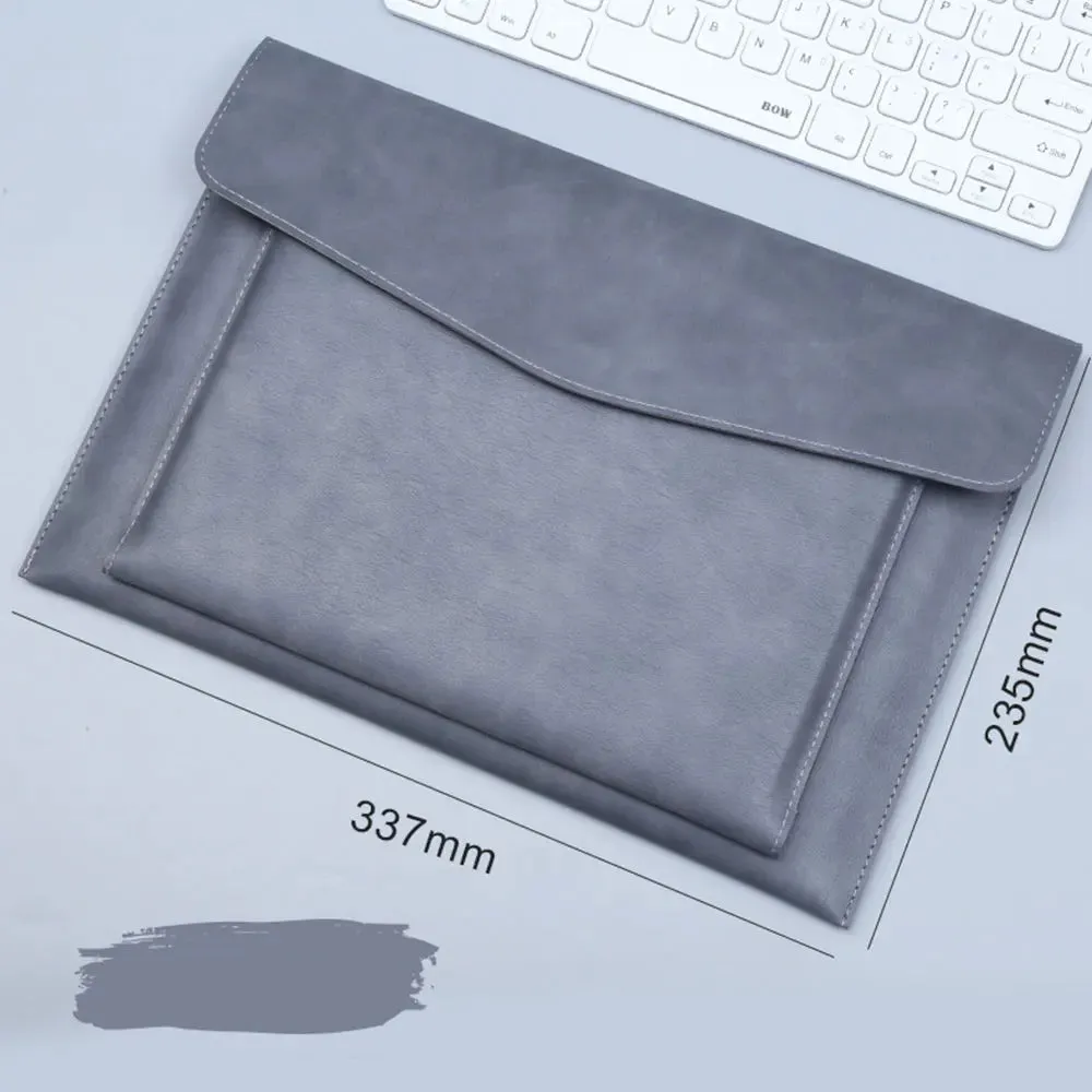Free Custom Letters A4 Leather File Folder Business Briefcase Magnetic Button Waterproof Laptop Cases Office Organizer
