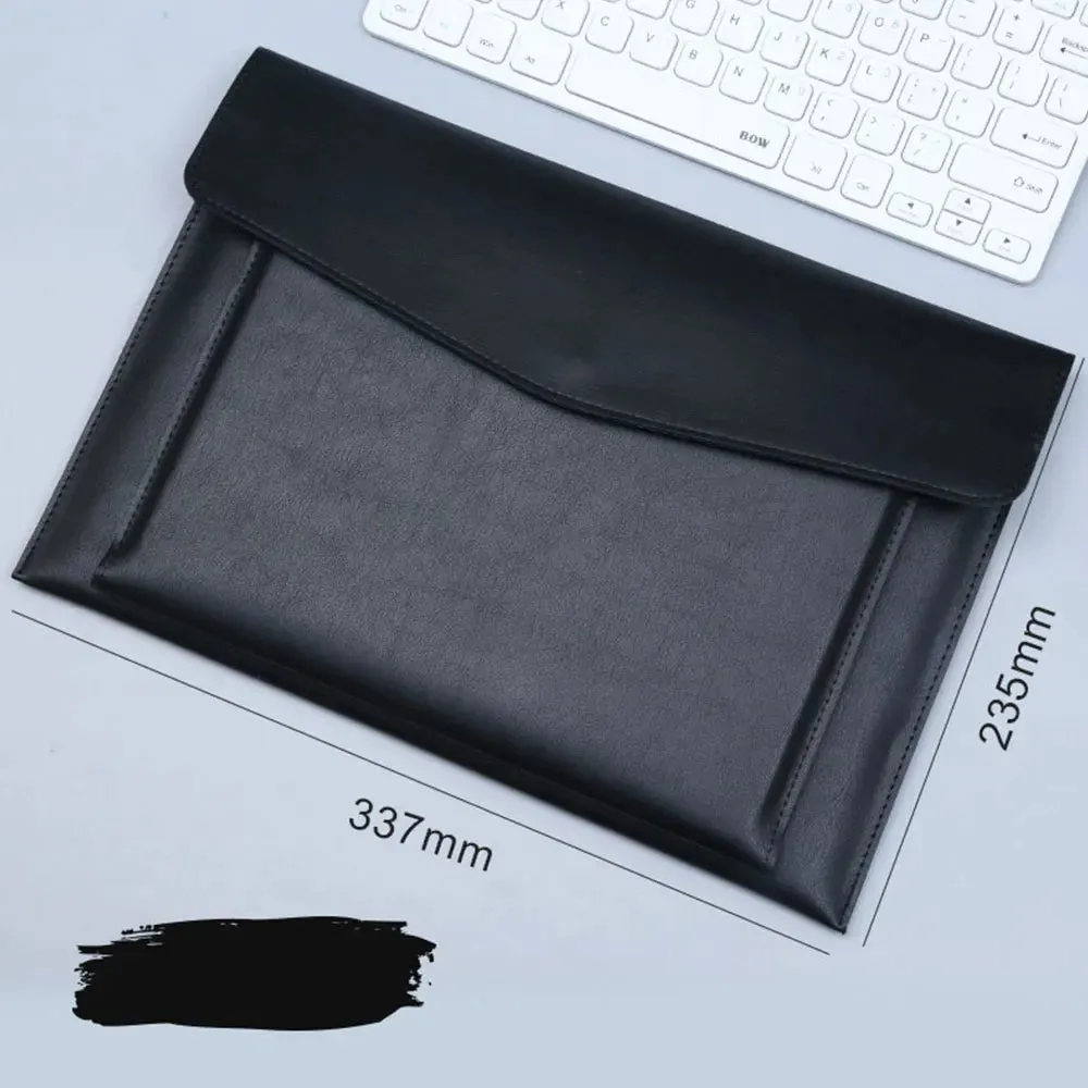 Free Custom Letters A4 Leather File Folder Business Briefcase Magnetic Button Waterproof Laptop Cases Office Organizer