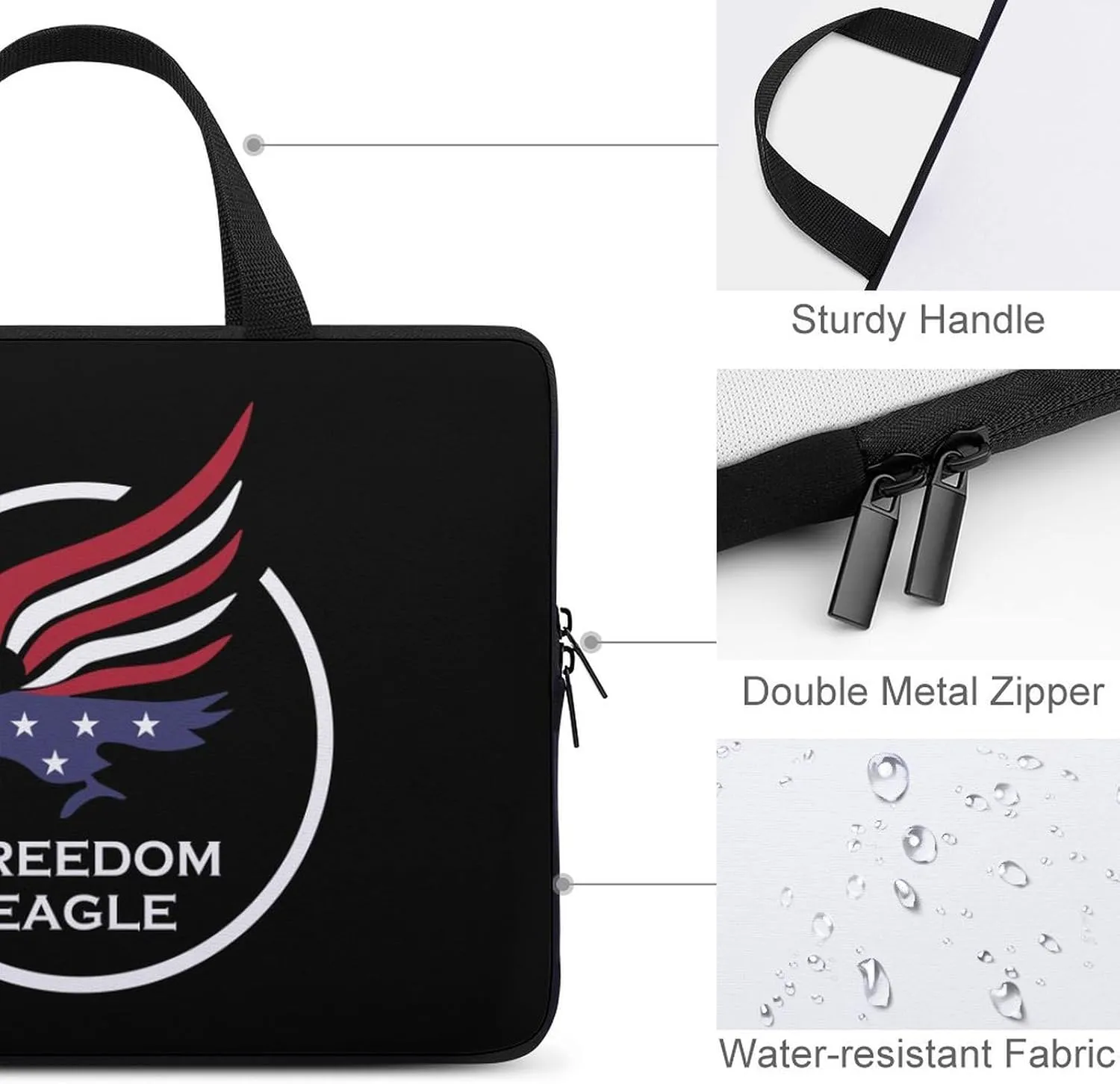 Freedom Eagle Flag Laptop Sleeve Bag Computer Carrying Case Laptops Protective Cover for Travel Business