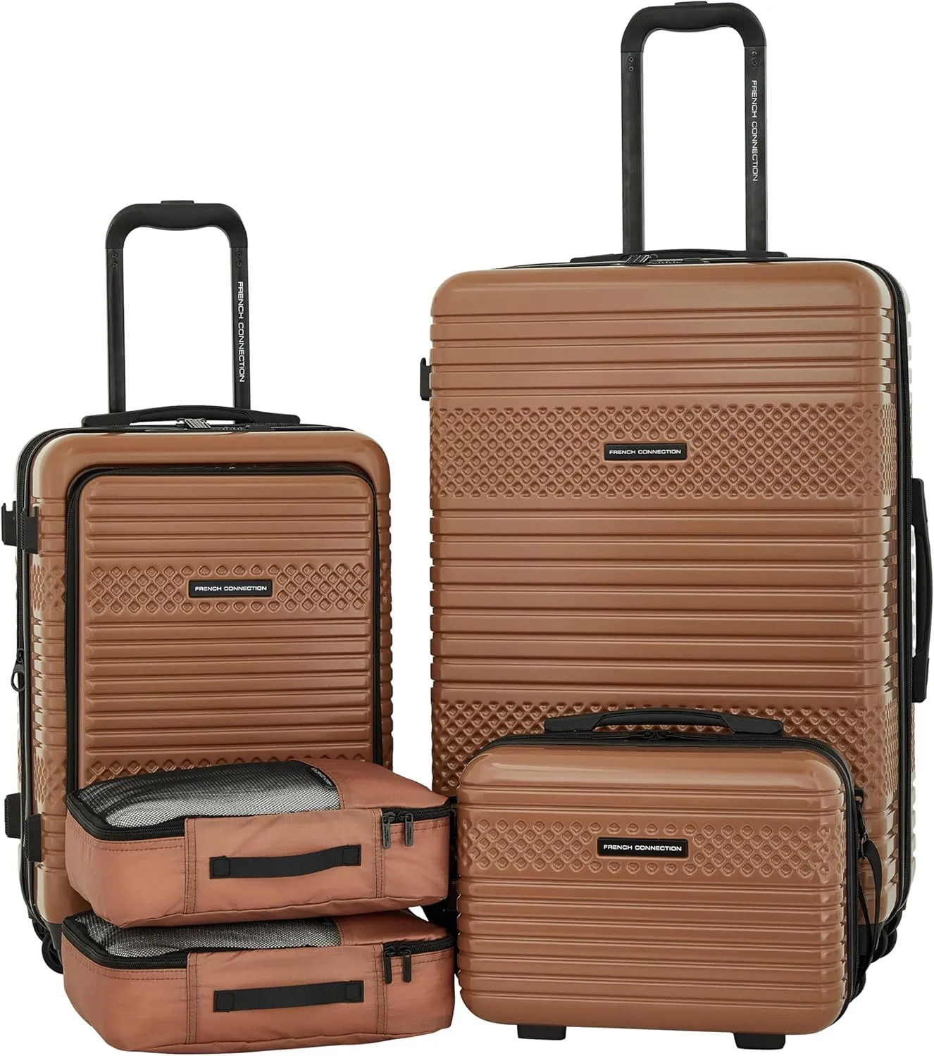 French Connection 5 Piece Mersai Luggage Travel Set, Warm Truffle