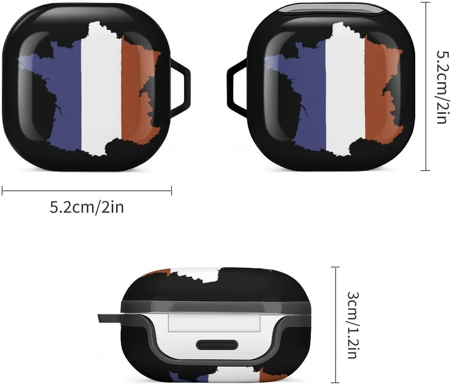 French Map Flag Cute Protective Case Cover Compatible with Galaxy Buds 2 Pro, Galaxy Buds 2, Galaxy Buds Pro, Galaxy Buds Live Black-Style