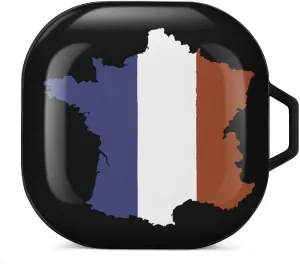 French Map Flag Cute Protective Case Cover Compatible with Galaxy Buds 2 Pro, Galaxy Buds 2, Galaxy Buds Pro, Galaxy Buds Live Black-Style