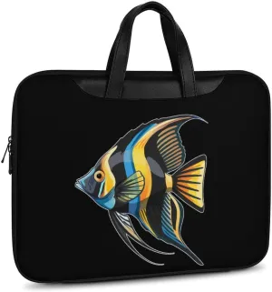 Freshwater Angelfish Laptop Bag PU Leather Computer Tote Bag Carrying Case Messenger Bag with Handle