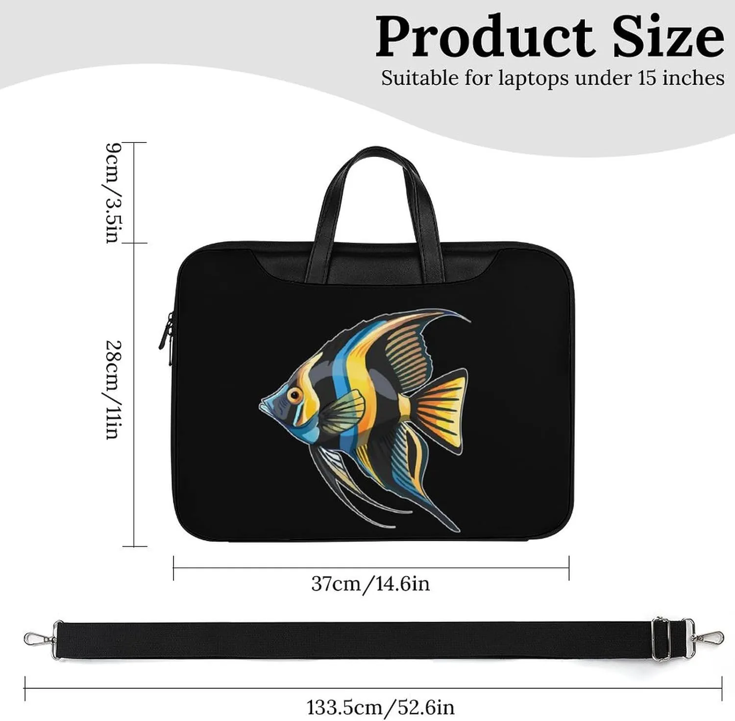 Freshwater Angelfish Laptop Bag PU Leather Computer Tote Bag Carrying Case Messenger Bag with Handle