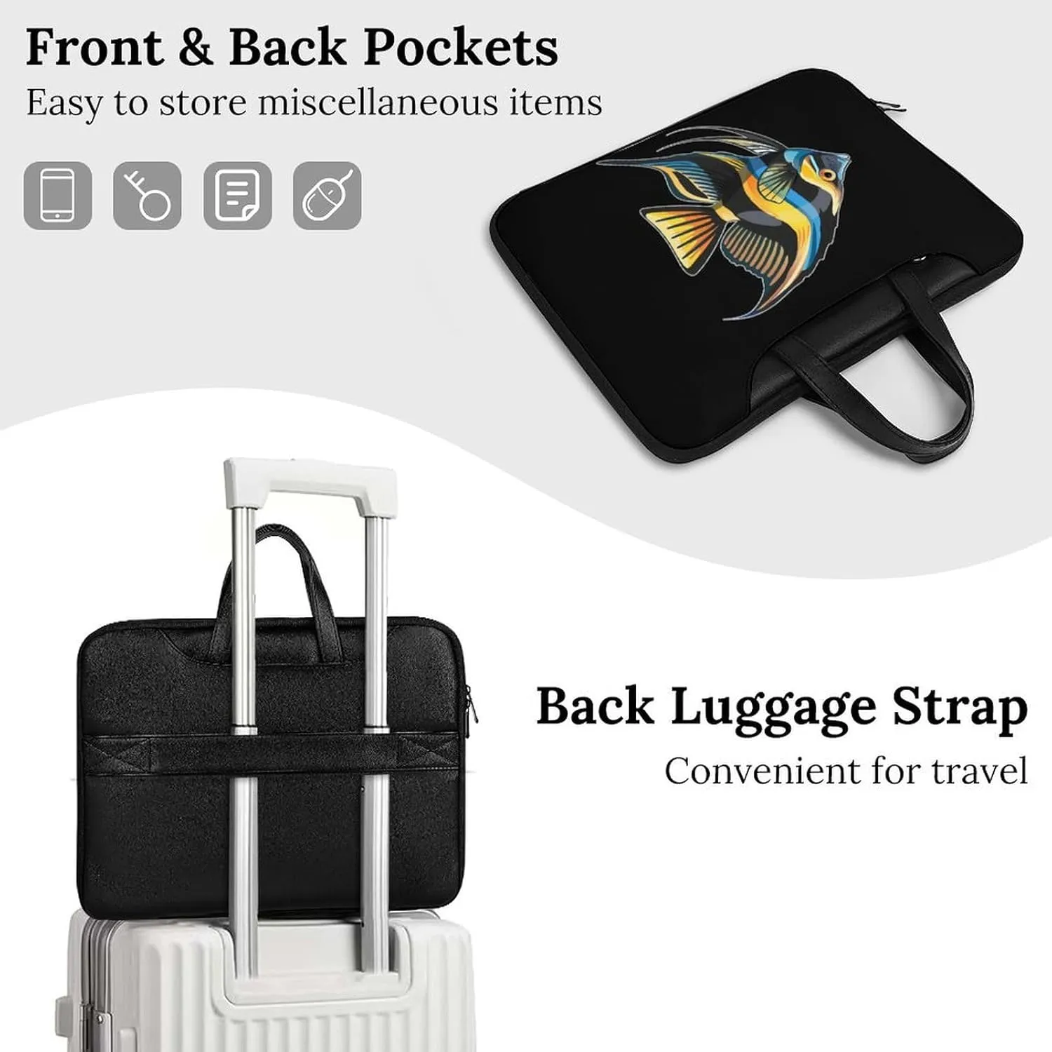 Freshwater Angelfish Laptop Bag PU Leather Computer Tote Bag Carrying Case Messenger Bag with Handle