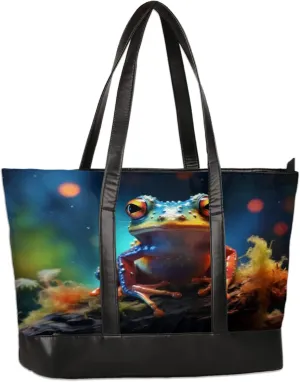 Frog Stump Laptop Tote Bag for Women Lightweight Work Purse with Multiple Compartments Fits 13-15.6 Inch Laptop Tablet Shoulder Bag for Office Travel Daily Use